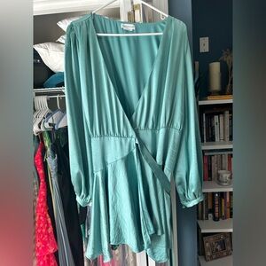 Elegant Teal Wrap Dress